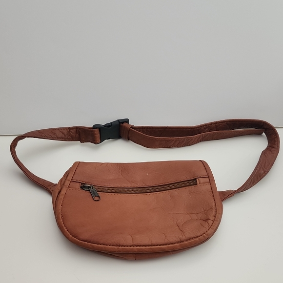 Vintage Brown Genuine Leather Belt Bag - Picture 1 of 10